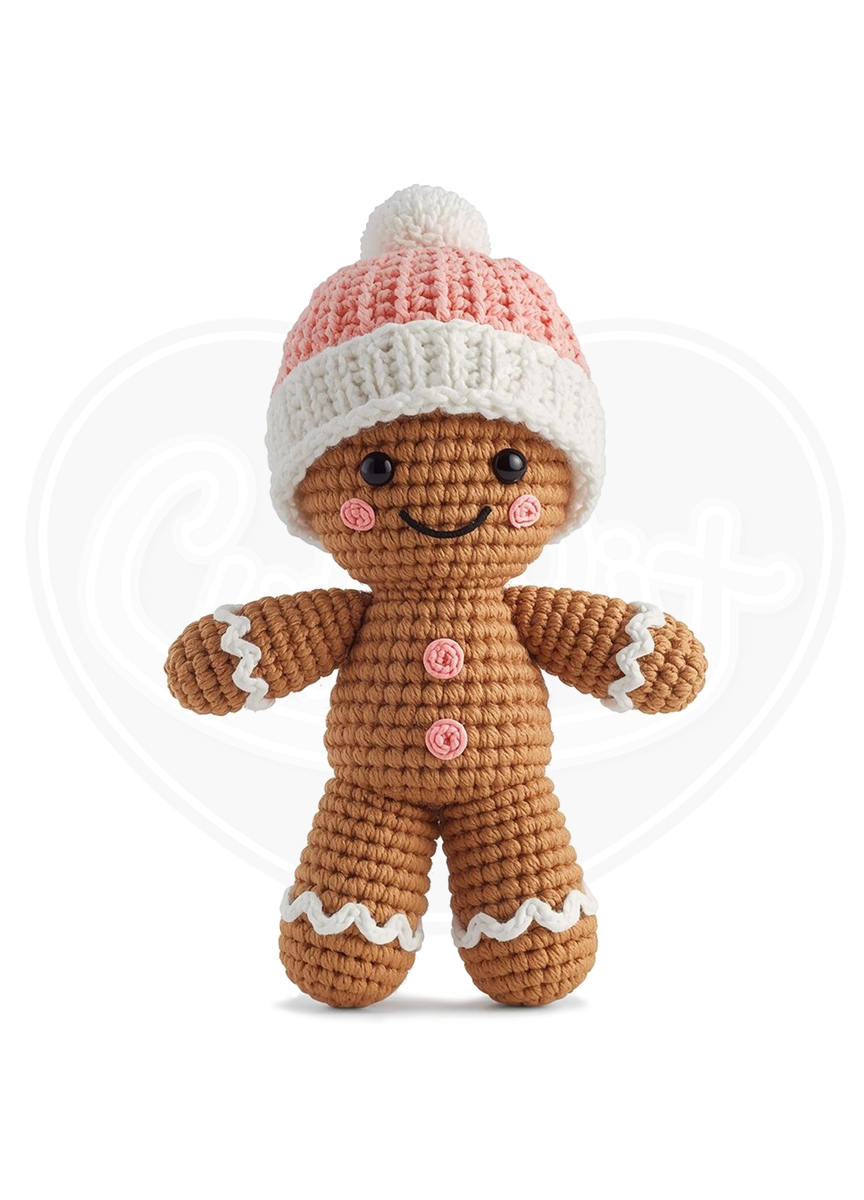 Youth classic tee - Crochet gingerbread pink hat