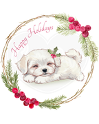 Infant bodysuit - Happy Holidays sleepy puppy