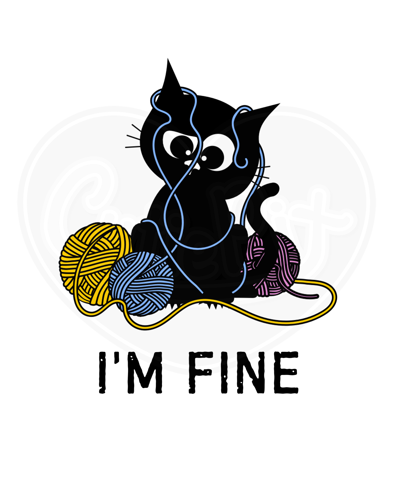 Infant bodysuit - I'm fine cat with yarn