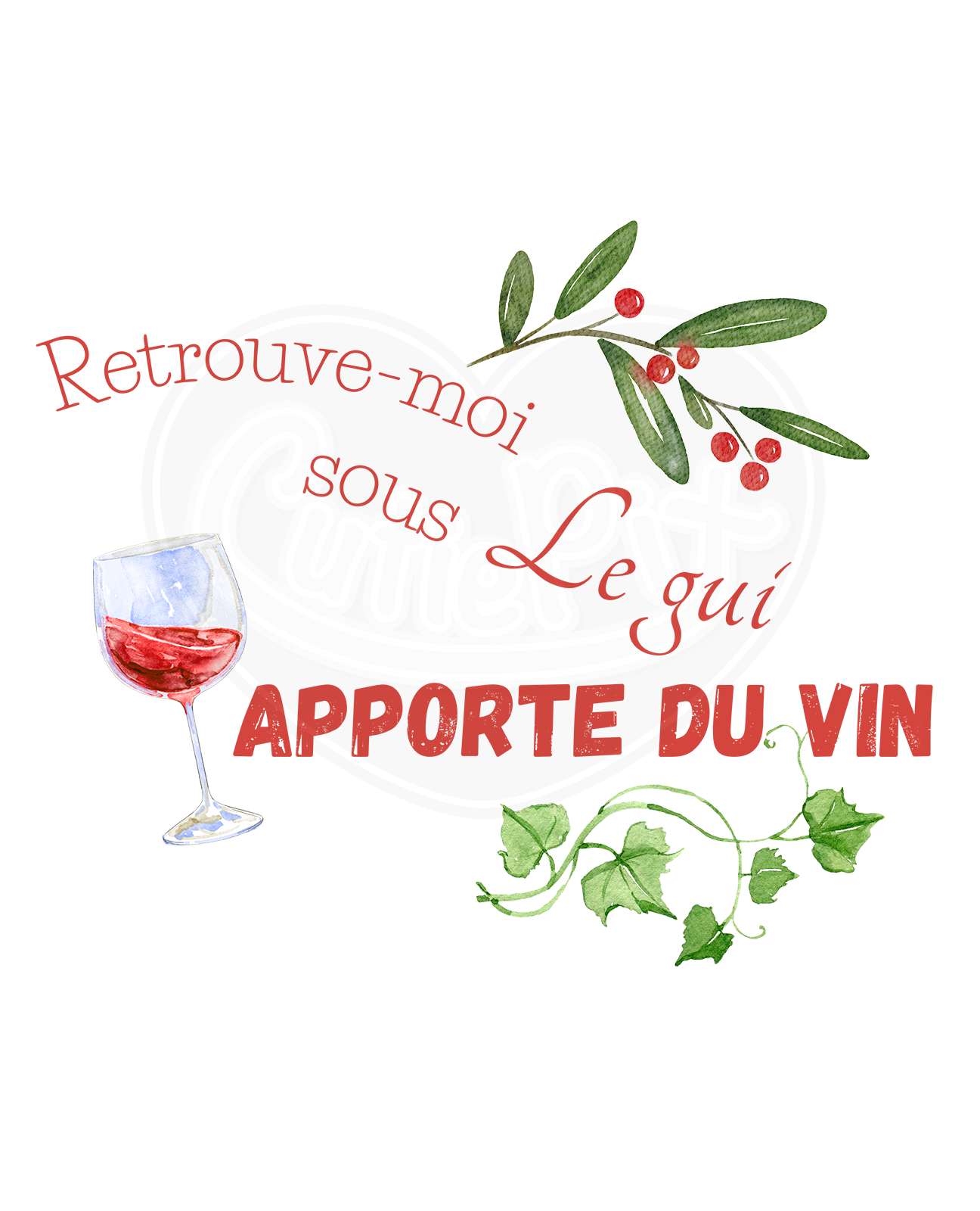 Unisex classic tee - Meet me under the mistletoe bring wine French