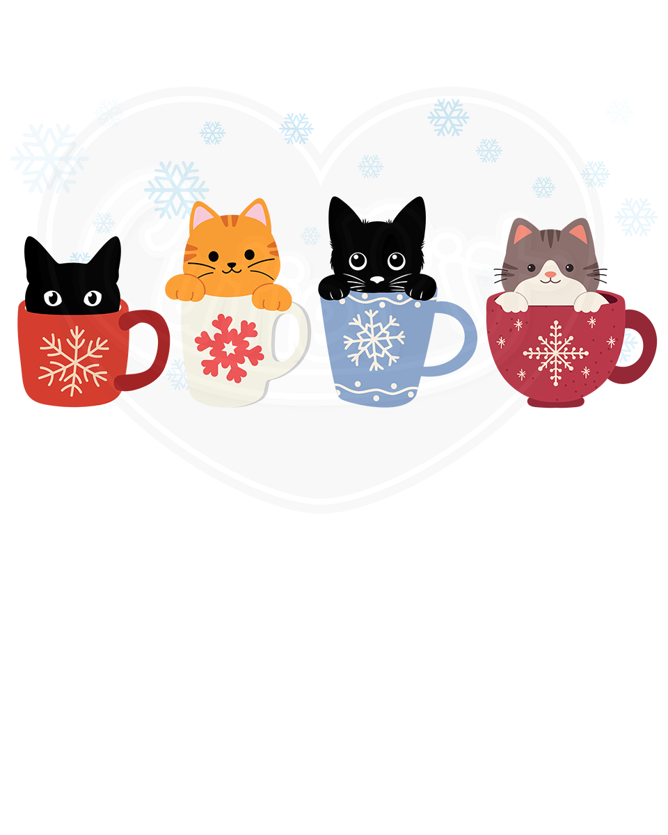 Infant bodysuit - Cats in cups with snowflakes