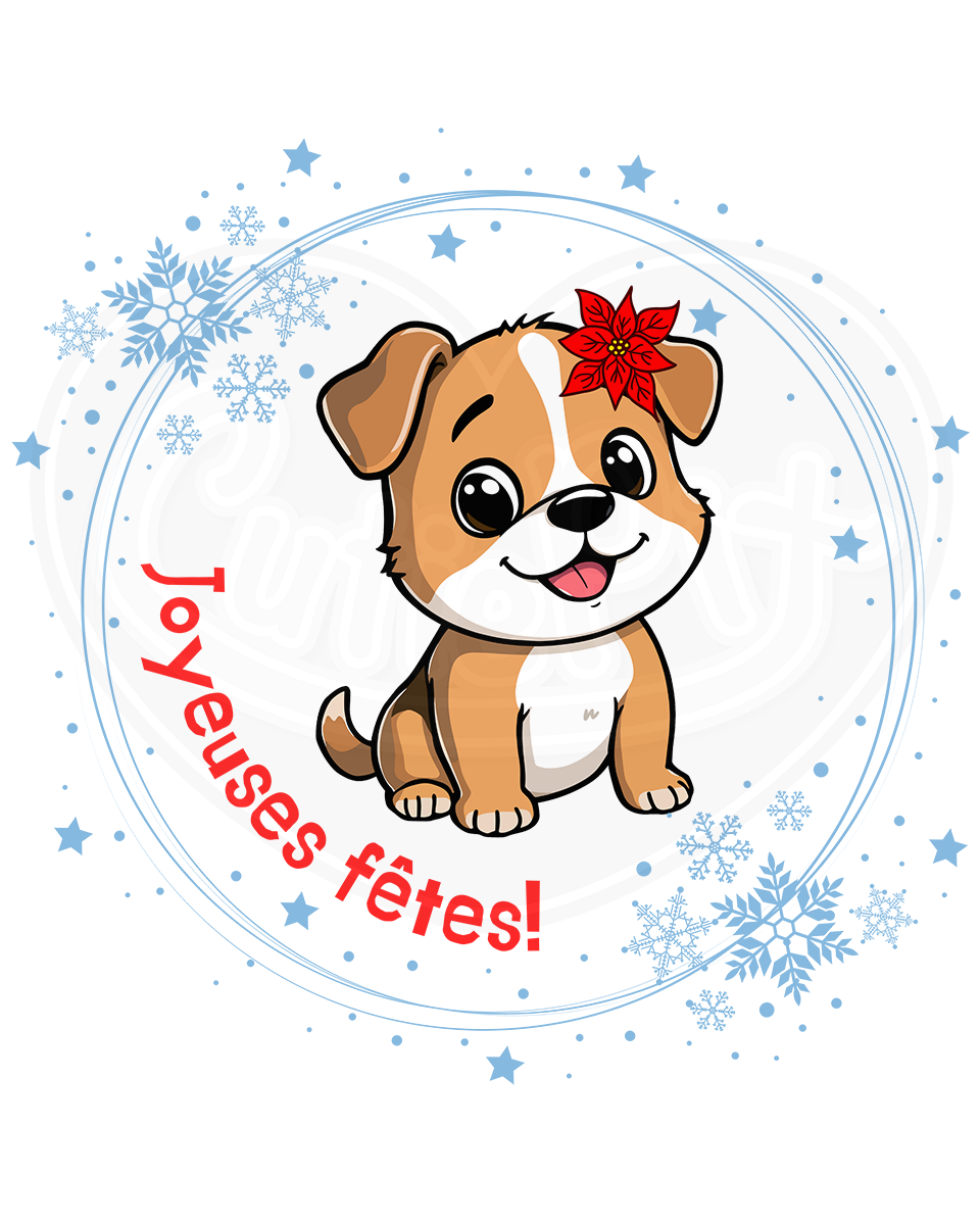 Infant bodysuit - Happy Holidays Puppy French