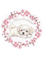 Infant bodysuit - Spring blossom sleepy puppy French