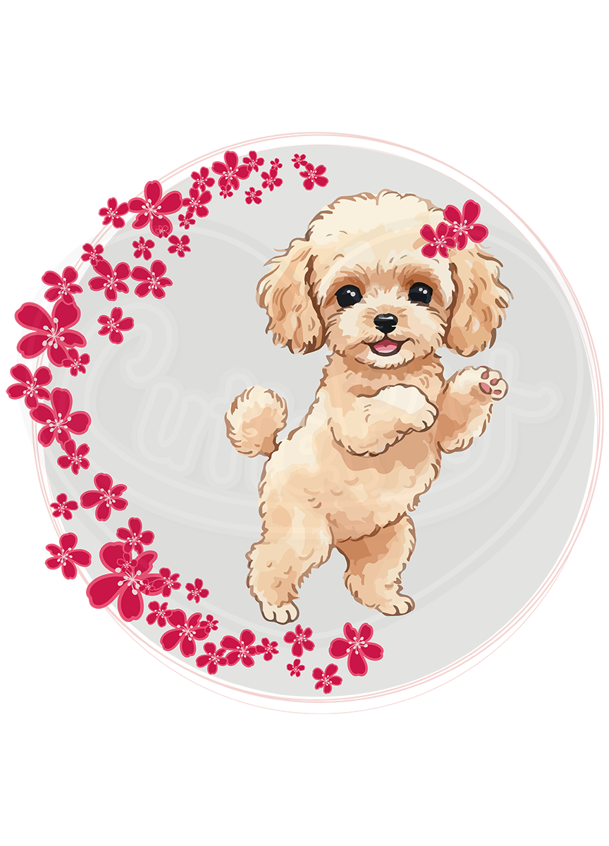 Unisex classic tee - Spring puppy poodle cherry blossoms