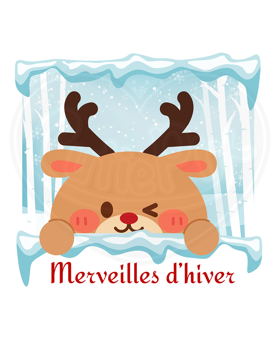 Infant bodysuit - Winter wonderland reindeer French