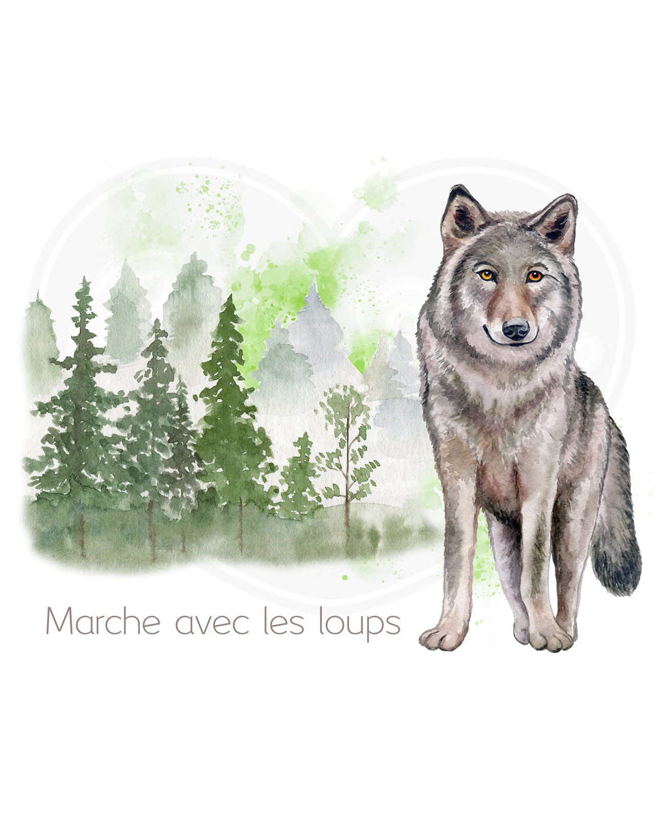 T-shirt classique unisexe - Loup et forêt français